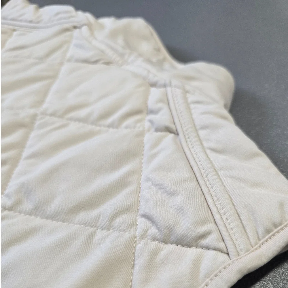 Lauren Ralph Lauren Quilted Vest Womens L Cream Snap Zip Lightweight Jacket